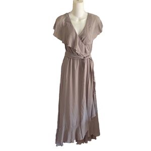 SHOW ME YOUR MUMU Jess Ruffle Midi Dress NWT in Dove Grey